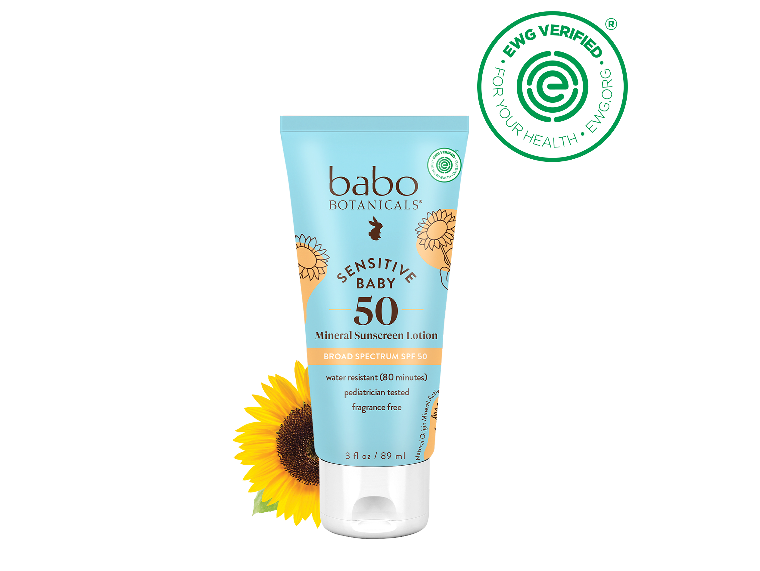Babo Botanicals- Sensitive Baby Mineral Sunscreen Lotion SPF50 