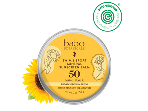 Babo Botanicals- Swim & sport Mineral sunscreen balm- EWG Verified