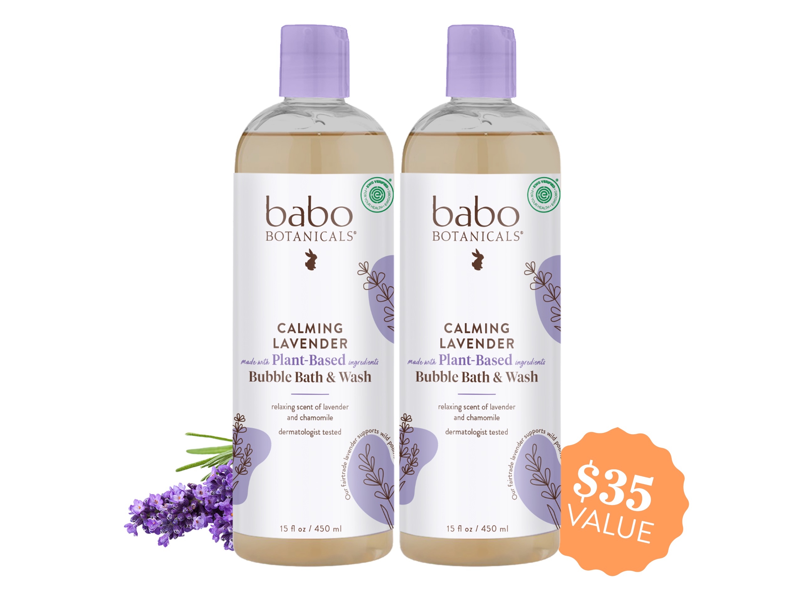 Babo Botanicals- Calming Lavender Bubble bath & wash duo 