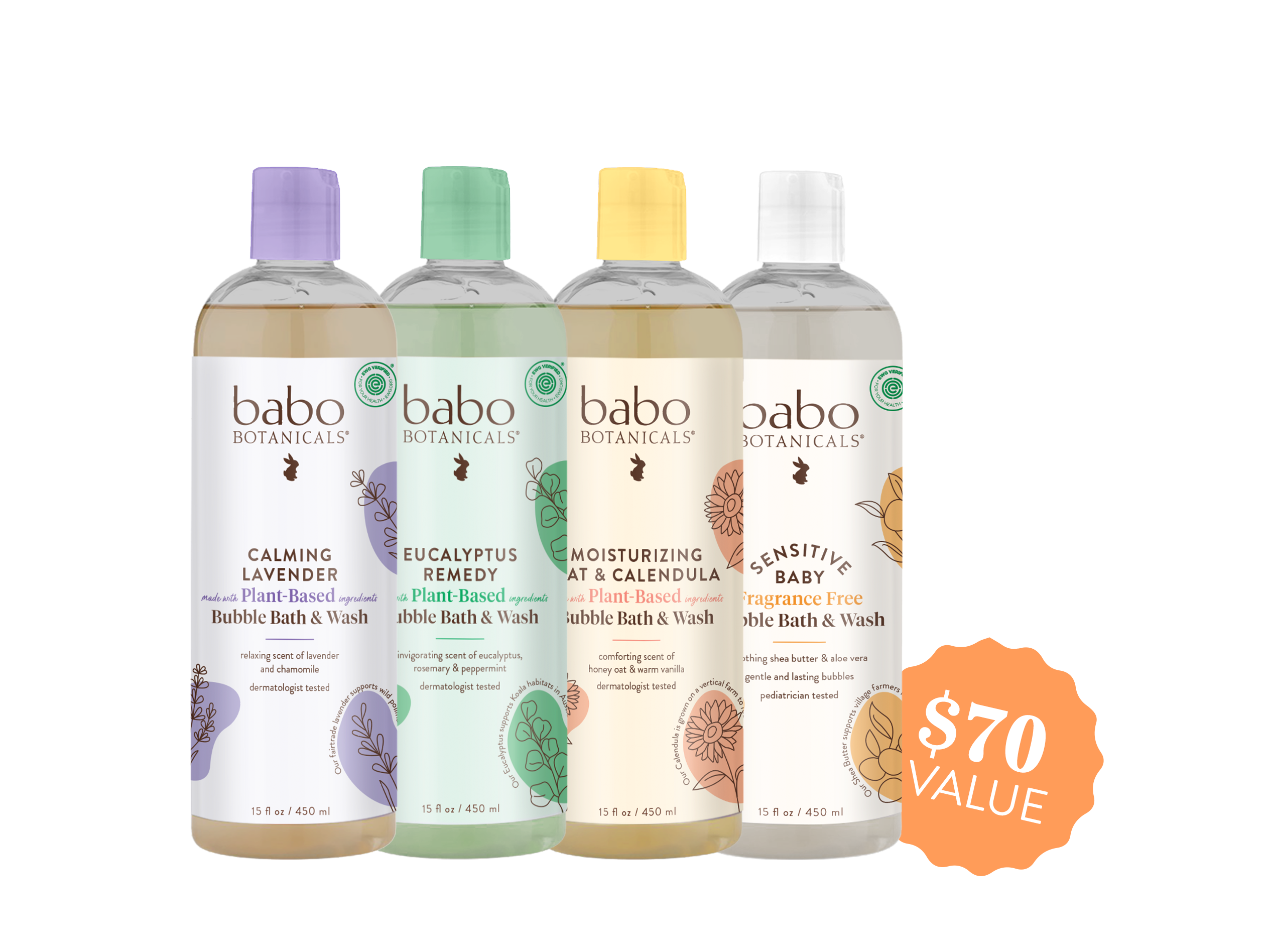 Babo Botanicals- Bubble Bath & wash collection $70 value