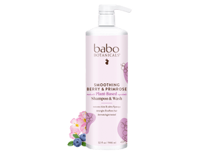 Babo Botanicals- smoothing berry & primrose Shampoo & wash pump bottle