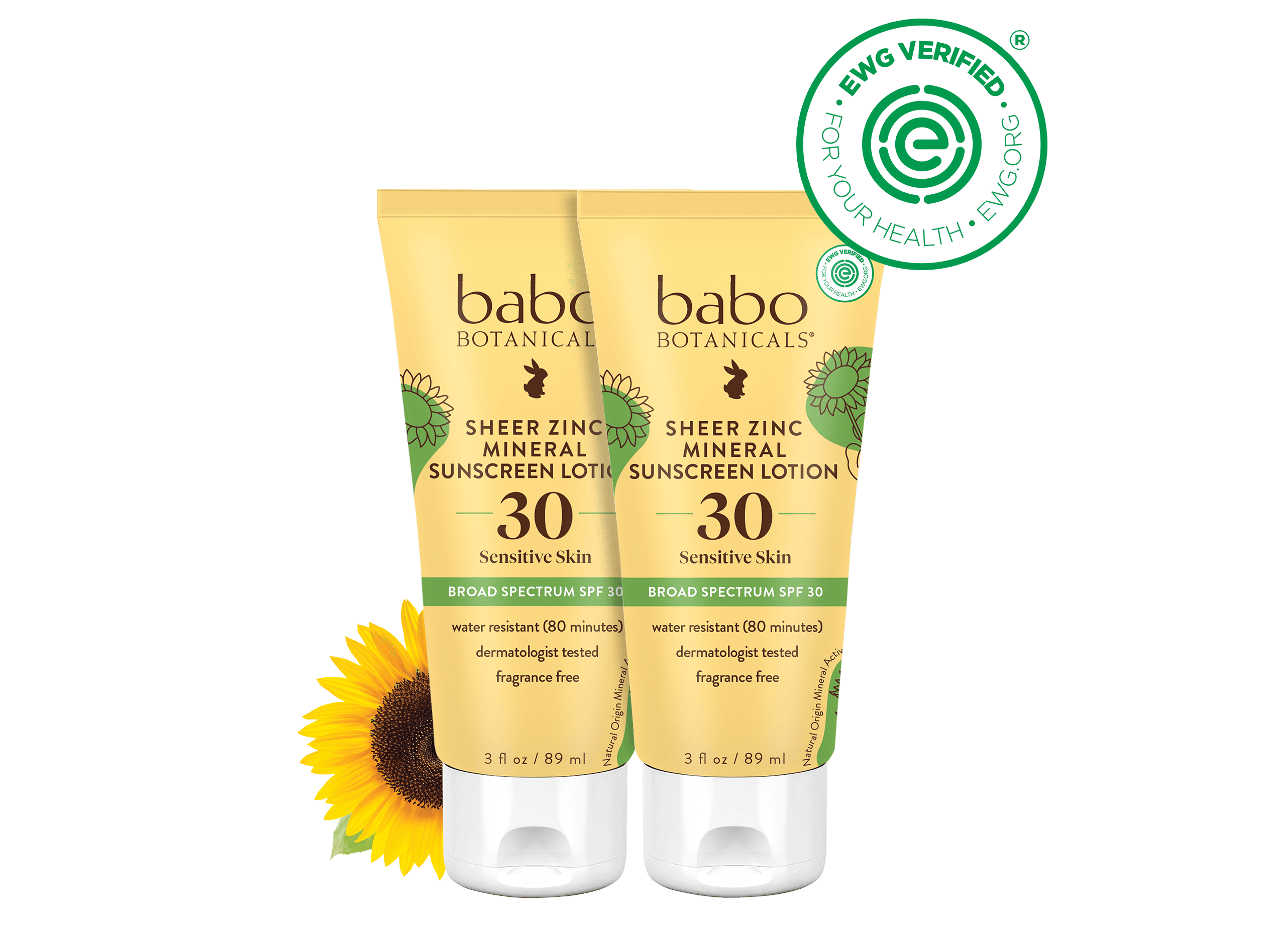 Sheer Zinc Mineral Sunscreen Lotion SPF30 Duo - Babo Botanicals