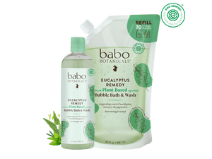 Babo Botanicals Eucalyptus Remedy Bubble Bath & Wash bottle and refill pouch