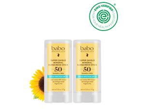 Babo Botanicals-Super shield mineral sunscreen stick SPF50 duo- EWG verified