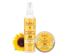 Babo Botanicals- Swim & sport Mineral Sunscreen Spray SPF30 & Mineral Sunscreen Balm SPF50
