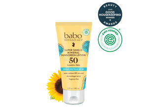 Babo Botanicals- Super Shield mineral sunscreen lotion spf50- New Beauty 2026 Award Winner, EWG Verified