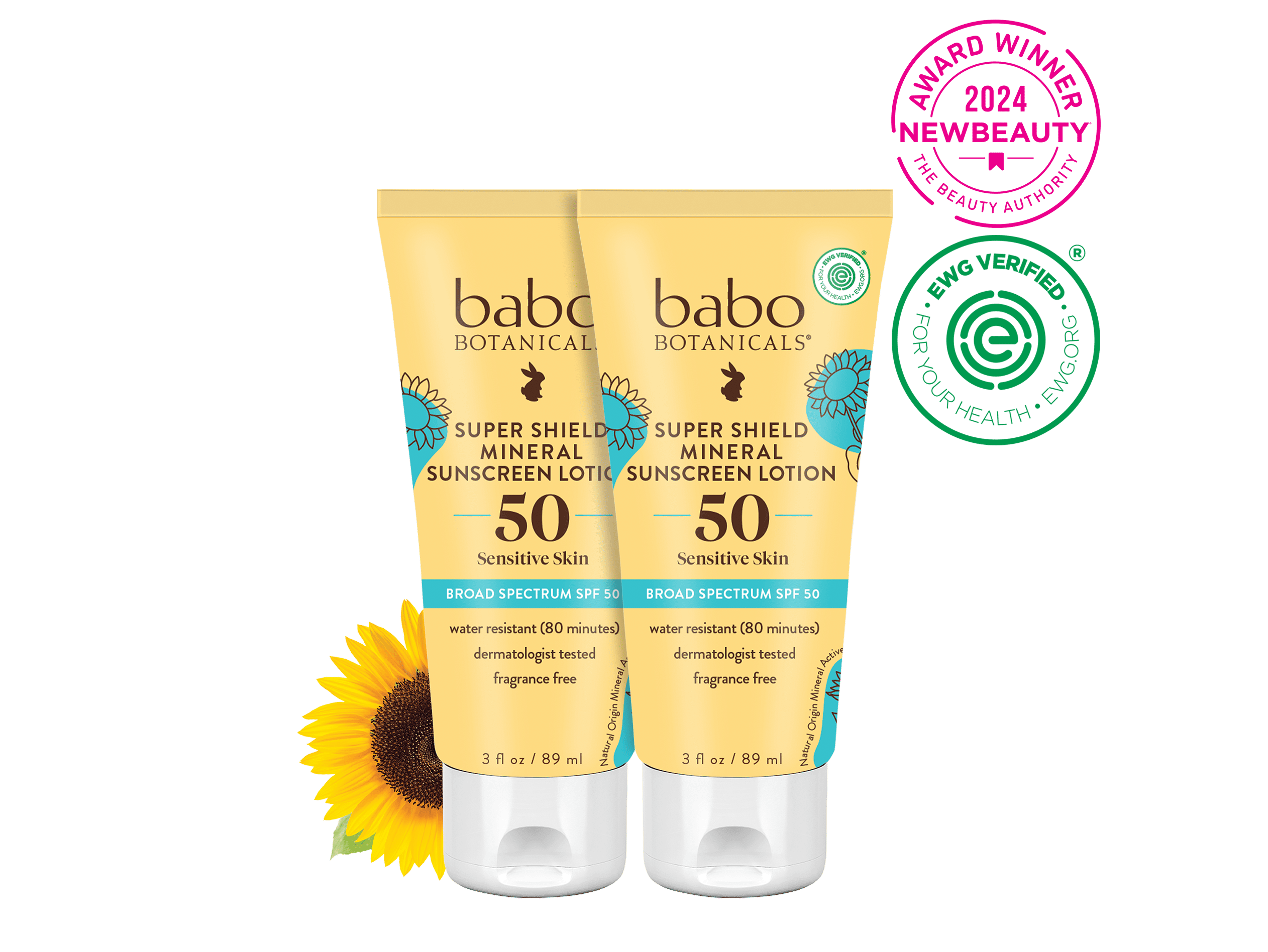 Super Shield Mineral Sunscreen Lotion SPF50 Duo - Babo Botanicals