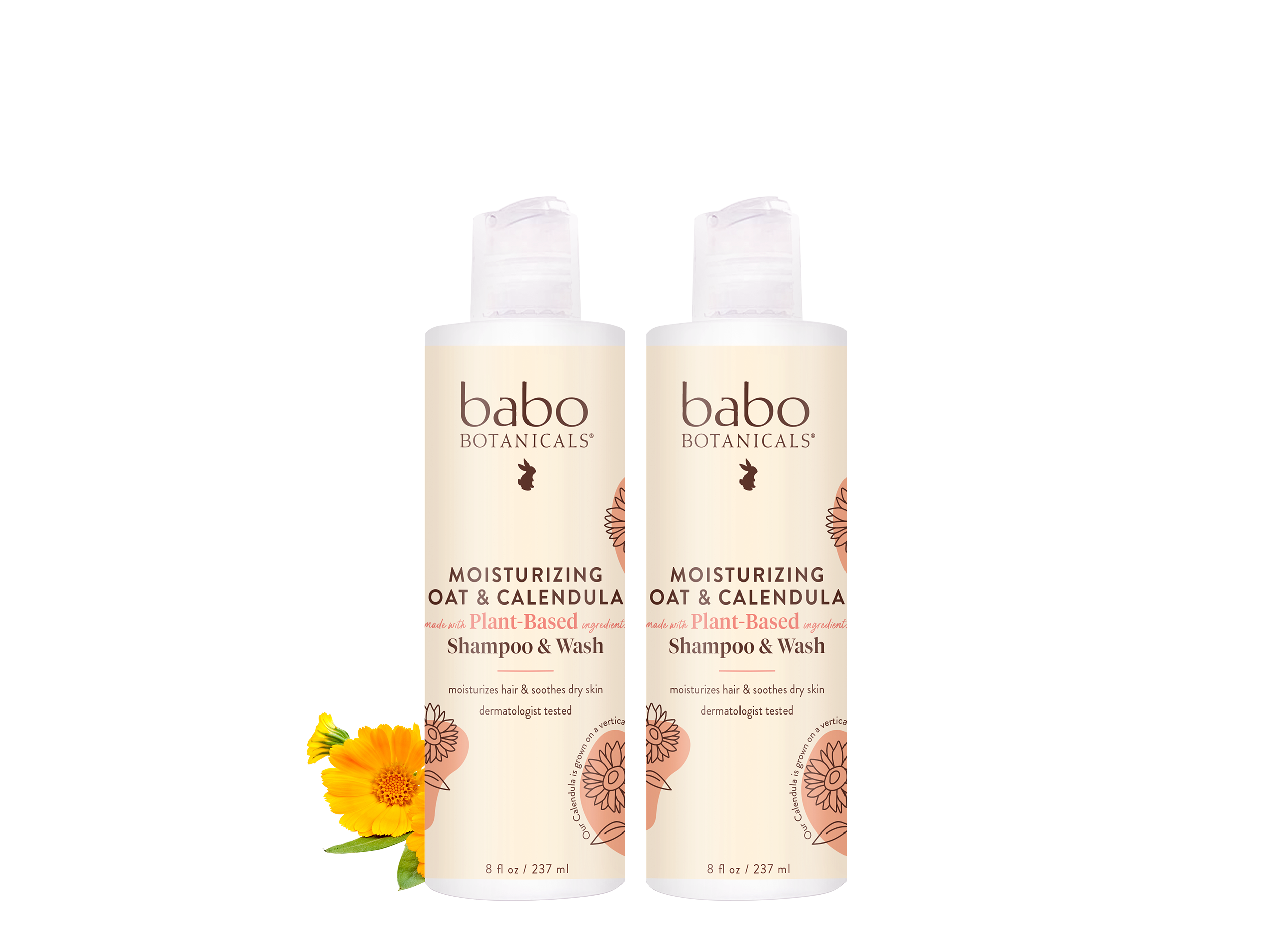 Babo Botanicals- Moisturizing oat & calendula Shampoo & wash 8oz duo 