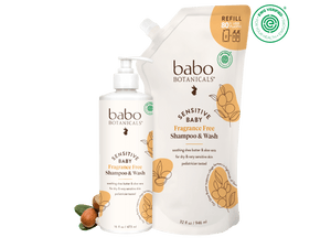 Babo Botanicals- Sensitive Baby Shampoo & Wash 16oz and 32oz refill- Sustainable savings Bundle