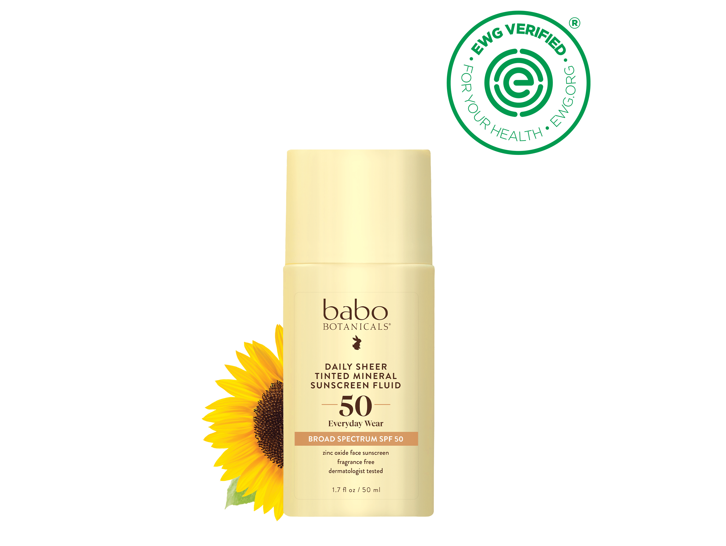 Daily Sheer Tinted Mineral Sunscreen Fluid SPF50 - Babo Botanicals