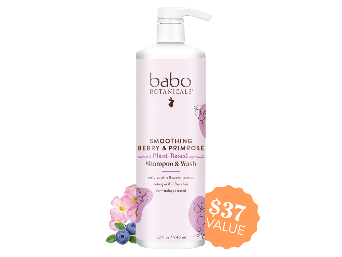 Smoothing Berry & Primrose Shampoo & Wash 32oz Babo Botanicals