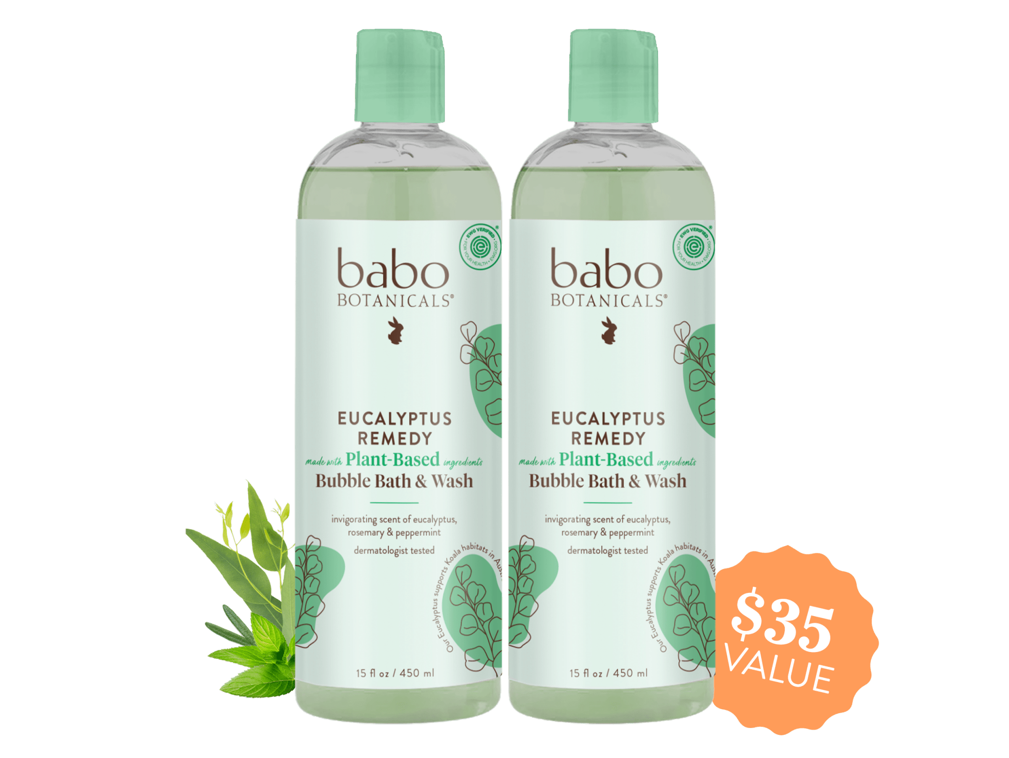 Babo Botanicals- eucalyptus remedy bubble bath & wash duo