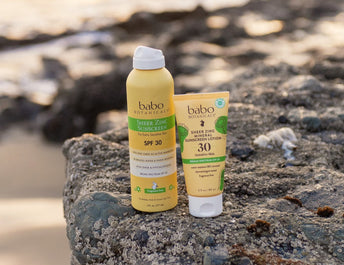 Basket of benzene free sunscreen products