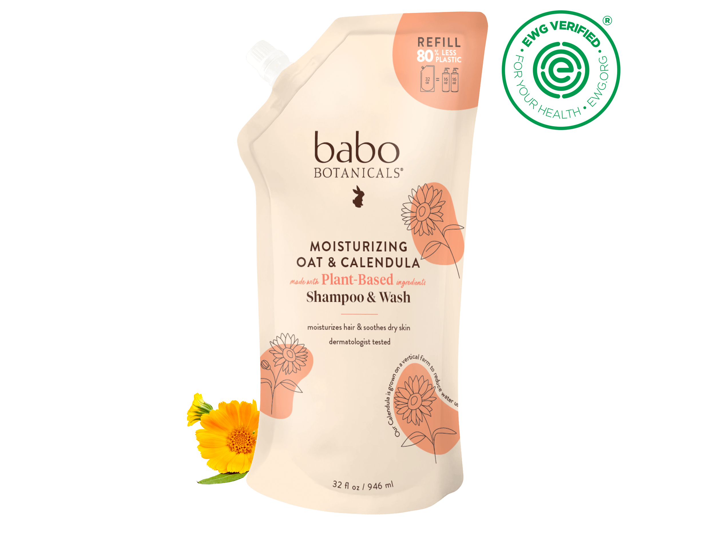 Moisturizing Shampoo & Wash Refill 32oz - Babo Botanicals