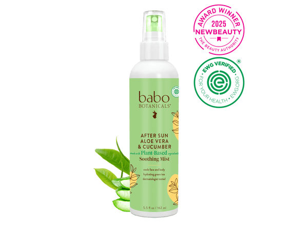 aloe vera plant spray Babo Botanicals After Sun Aloe Vera & Cucumber Soothing Mist
