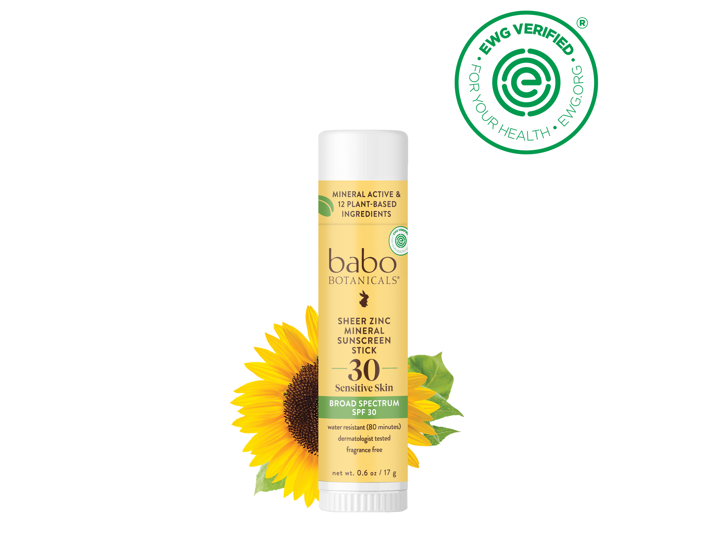 Sheer Zinc Mineral Sunscreen Stick SPF30 - Babo Botanicals