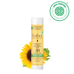 Sheer Zinc Mineral Sunscreen Stick SPF30 - Babo Botanicals - EWG verified