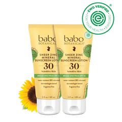 Sheer Zinc Mineral Sunscreen Lotion SPF30 Duo - Babo Botanicals