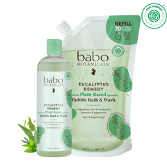 Babo Botanicals Eucalyptus Remedy Bubble Bath & Wash bottle and refill pouch 