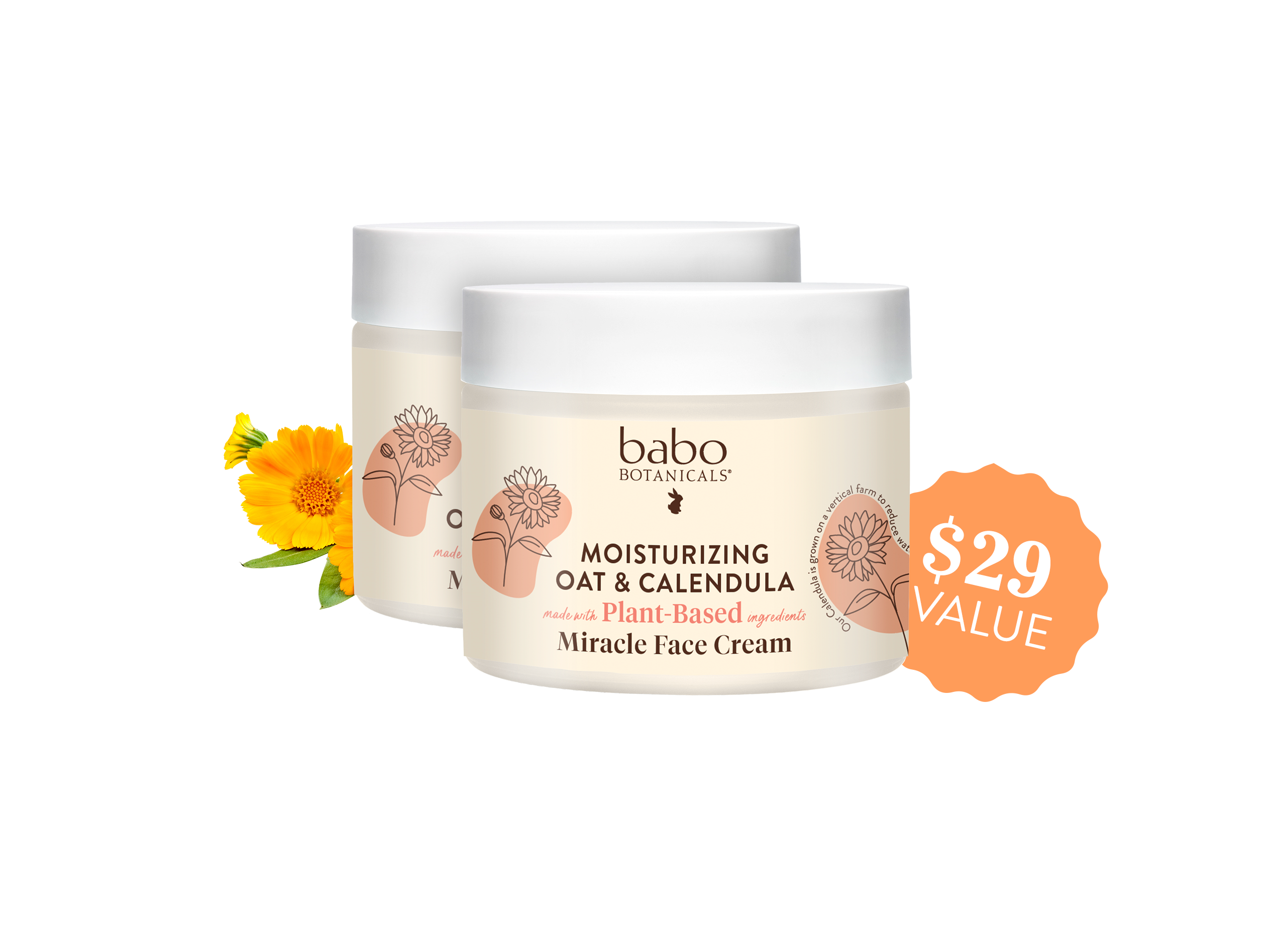 Babo Botanicals- Moisturizing Oat & Calendula Miracle face cream duo- $29 Value 