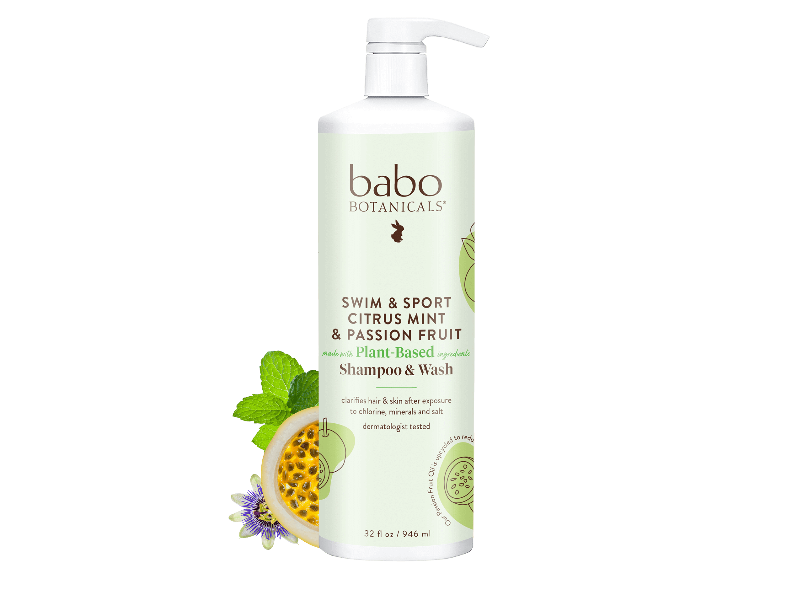 Swim & Sport Citrus Mint & Passion Fruit Shampoo & Wash - 32oz - Babo Botanicals