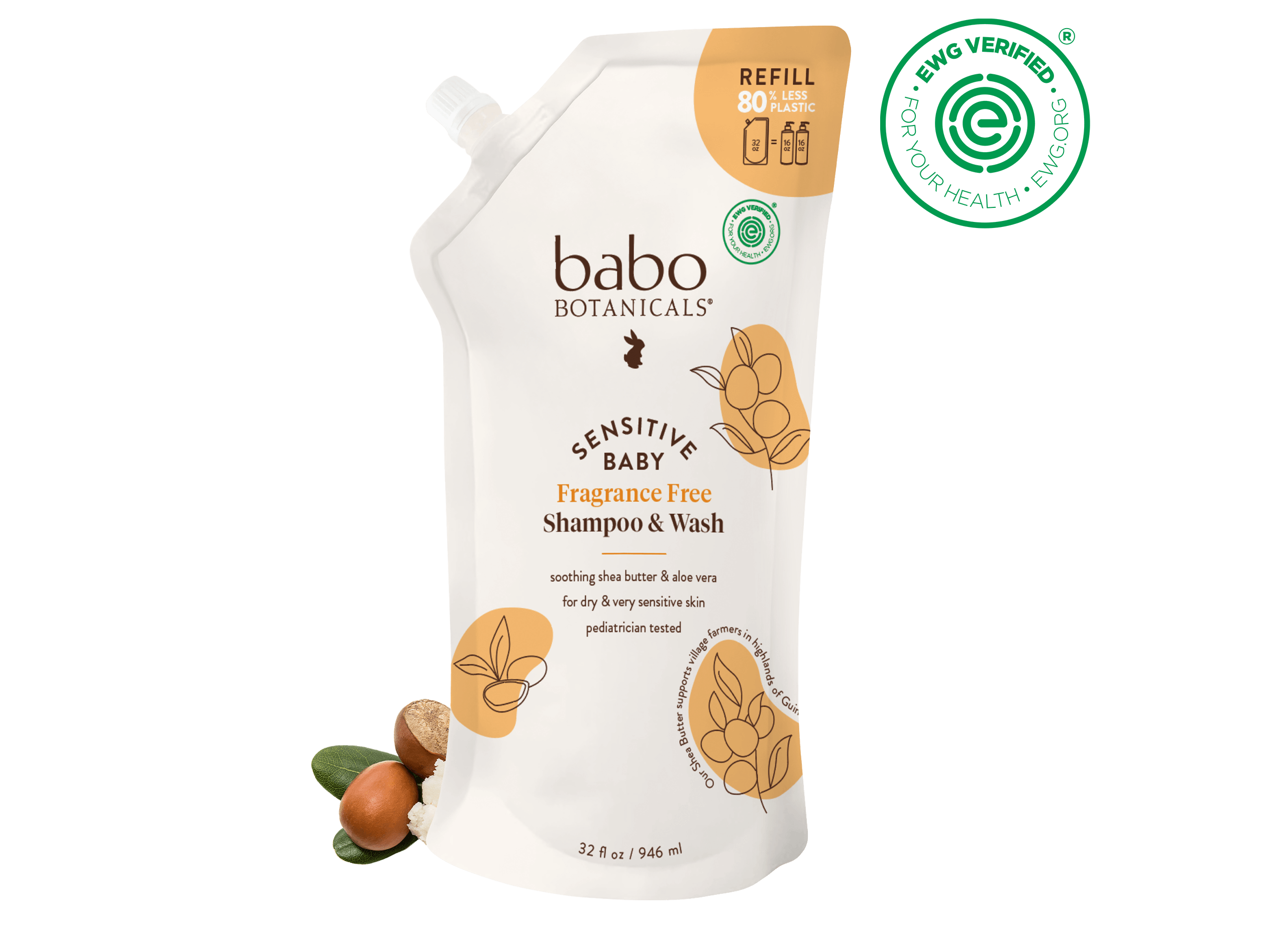 Sensitive Baby Shampoo & Wash Refill 32oz - Babo Botanicals