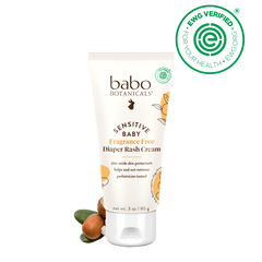 Babo Botanicals diaper rash cream tube on a white background with a green EWG Verified logo.