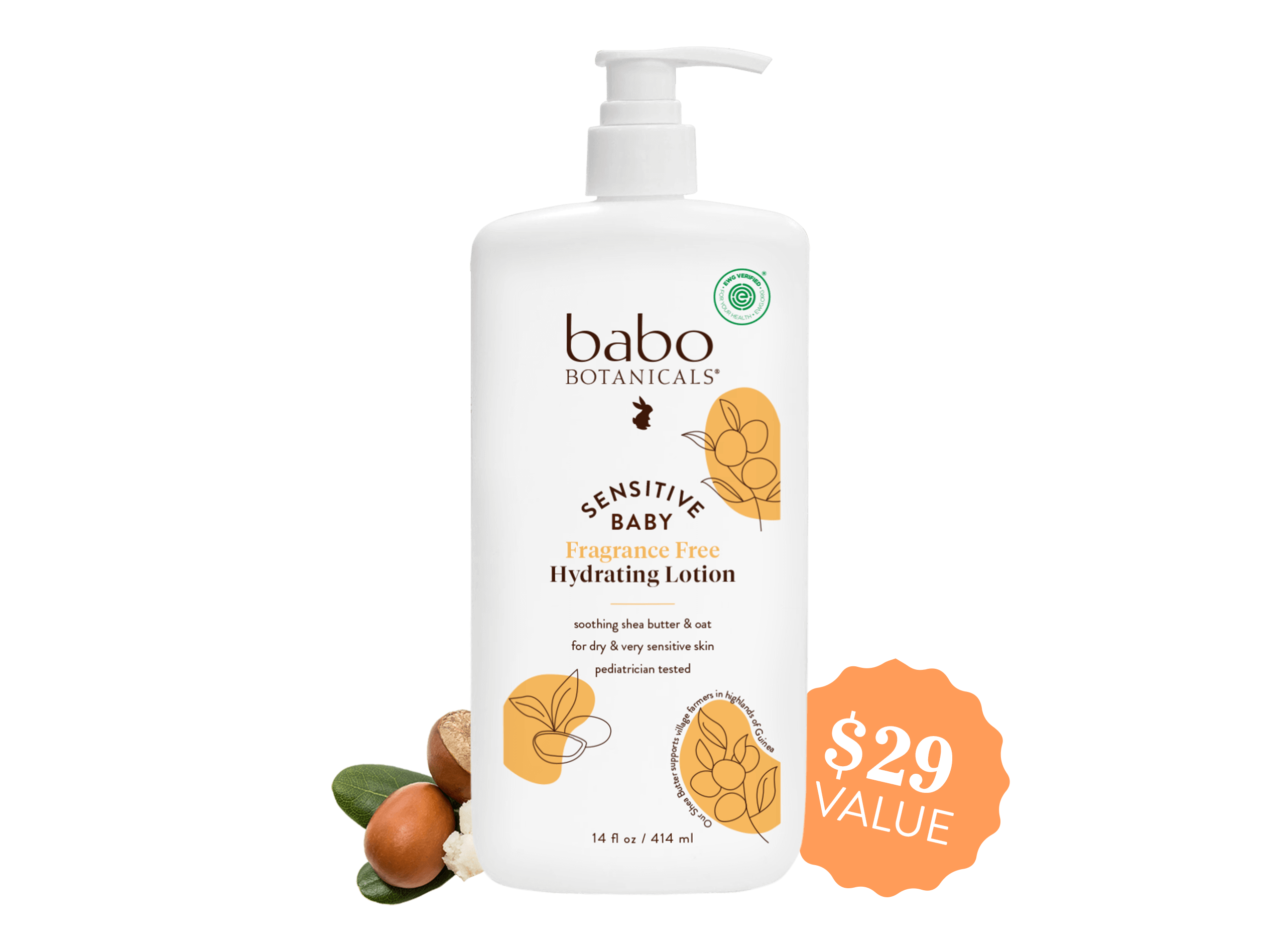 Sensitive Baby Lotion Jumbo Size Fragrance Free Babo Botanicals