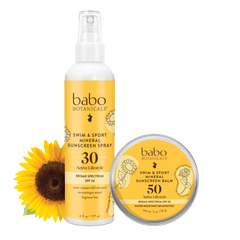Babo Botanicals- Swim & sport Mineral Sunscreen Spray SPF30 & Mineral Sunscreen Balm SPF50 