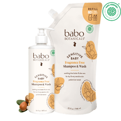 Babo Botanicals- Sensitive Baby Shampoo & Wash 16oz and 32oz refill- Sustainable savings Bundle