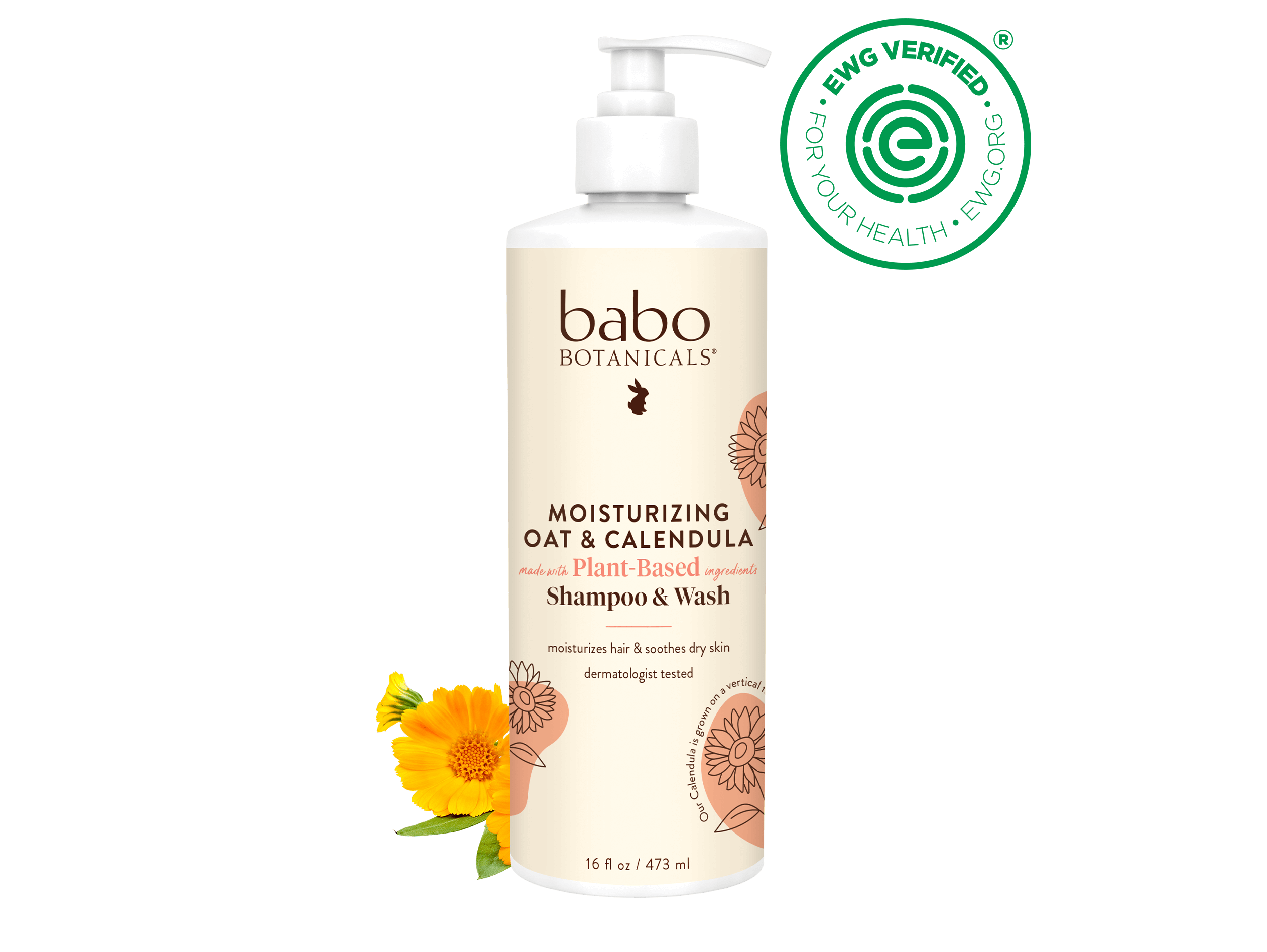 Moisturizing Oat & Calendula Shampoo & Wash - 16oz - Babo Botanicals