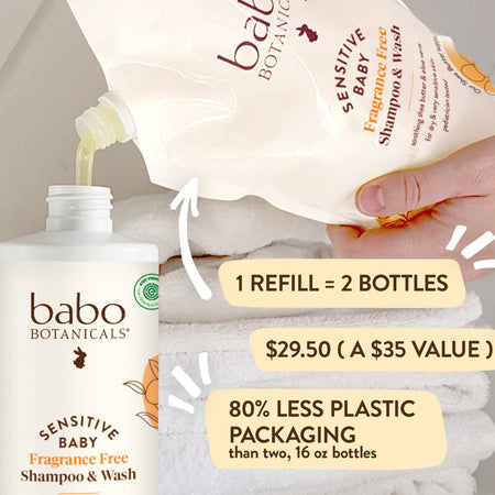 Sensitive Baby Shampoo & Wash Refill 32oz rollover